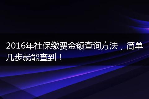 2016年社保缴费金额查询方法，简单几步就能查到！