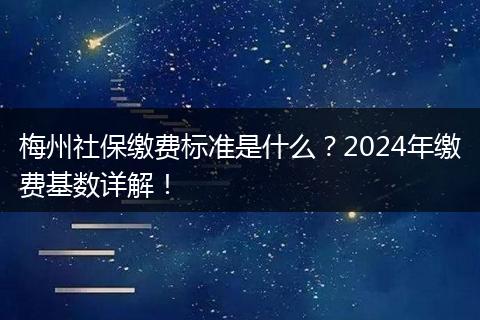 梅州社保缴费标准是什么？2024年缴费基数详解！