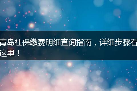 青岛社保缴费明细查询指南，详细步骤看这里！