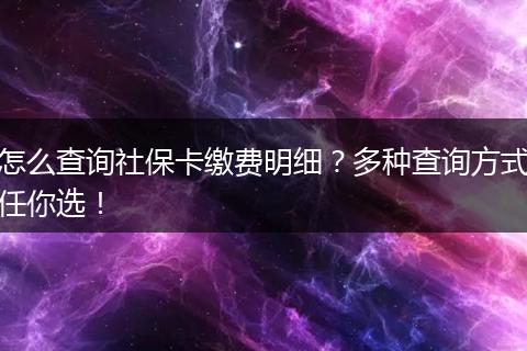 怎么查询社保卡缴费明细？多种查询方式任你选！