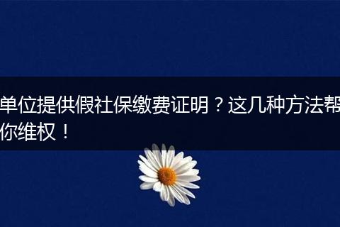 单位提供假社保缴费证明？这几种方法帮你维权！
