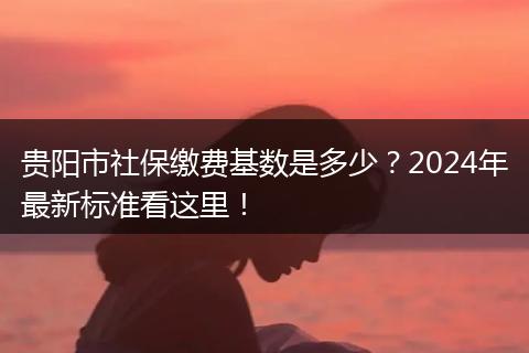 贵阳市社保缴费基数是多少？2024年最新标准看这里！