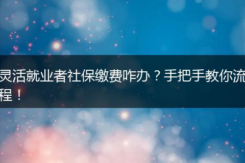 灵活就业者社保缴费咋办？手把手教你流程！