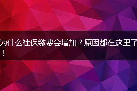 为什么社保缴费会增加？原因都在这里了！