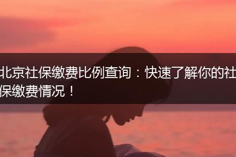 北京社保缴费比例查询：快速了解你的社保缴费情况！