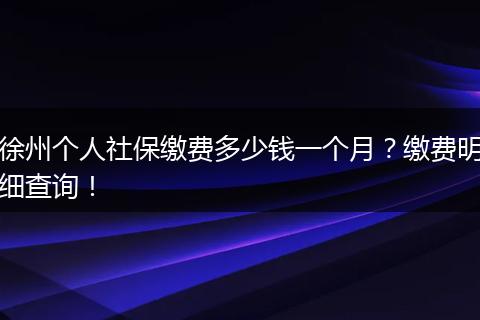 徐州个人社保缴费多少钱一个月？缴费明细查询！