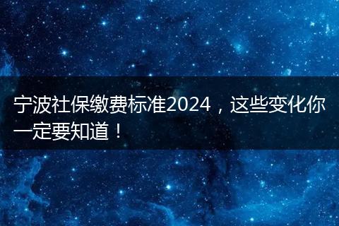 宁波社保缴费标准2024，这些变化你一定要知道！