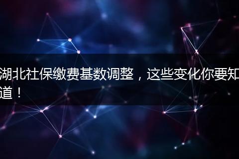 湖北社保缴费基数调整，这些变化你要知道！