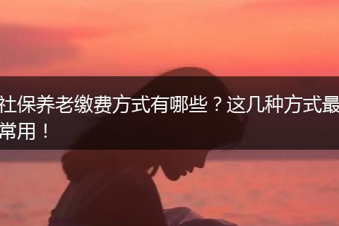 社保养老缴费方式有哪些？这几种方式最常用！