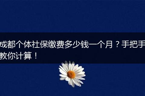 成都个体社保缴费多少钱一个月？手把手教你计算！