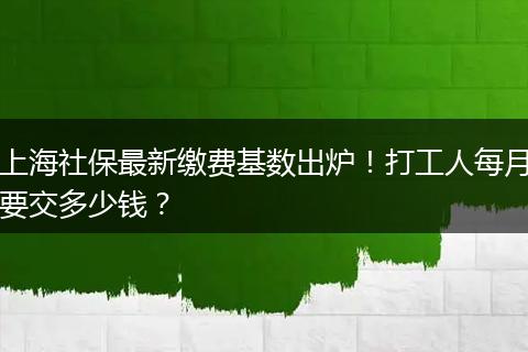 上海社保最新缴费基数出炉！打工人每月要交多少钱？