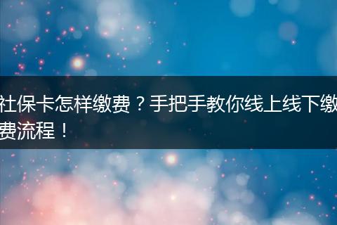 社保卡怎样缴费？手把手教你线上线下缴费流程！