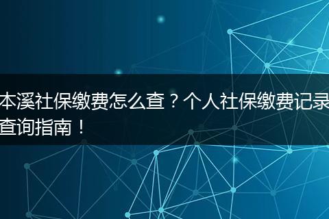 本溪社保缴费怎么查？个人社保缴费记录查询指南！