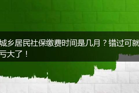 城乡居民社保缴费时间是几月？错过可就亏大了！