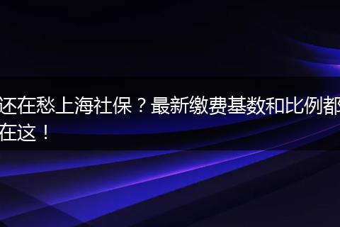 还在愁上海社保？最新缴费基数和比例都在这！