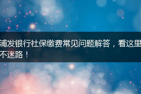 浦发银行社保缴费常见问题解答，看这里不迷路！