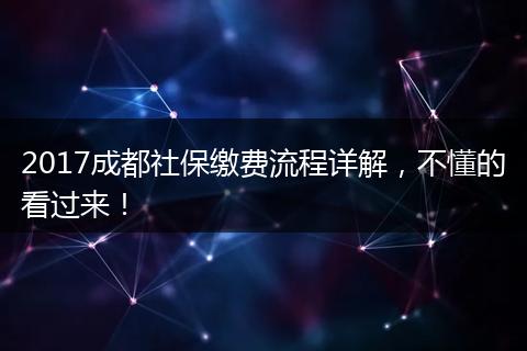 2017成都社保缴费流程详解，不懂的看过来！
