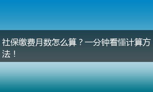 社保缴费月数怎么算？一分钟看懂计算方法！
