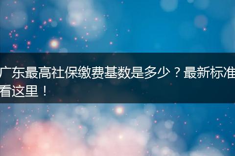 广东最高社保缴费基数是多少？最新标准看这里！