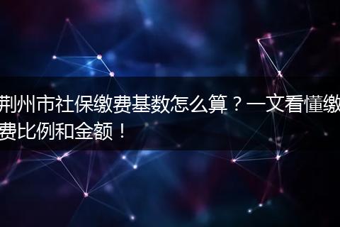 荆州市社保缴费基数怎么算？一文看懂缴费比例和金额！