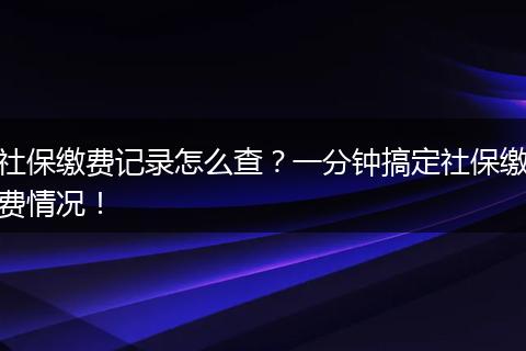 社保缴费记录怎么查？一分钟搞定社保缴费情况！