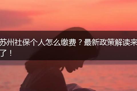 苏州社保个人怎么缴费？最新政策解读来了！