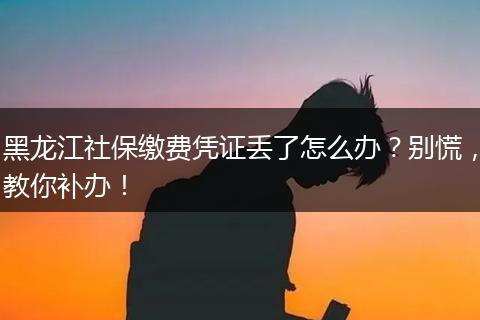 黑龙江社保缴费凭证丢了怎么办？别慌，教你补办！