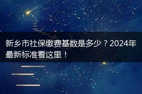新乡市社保缴费基数是多少？2024年最新标准看这里！