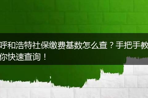 呼和浩特社保缴费基数怎么查？手把手教你快速查询！