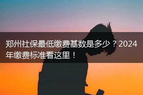 郑州社保最低缴费基数是多少？2024年缴费标准看这里！