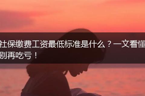 社保缴费工资最低标准是什么？一文看懂别再吃亏！