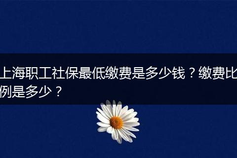 上海职工社保最低缴费是多少钱？缴费比例是多少？