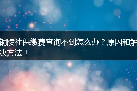铜陵社保缴费查询不到怎么办？原因和解决方法！
