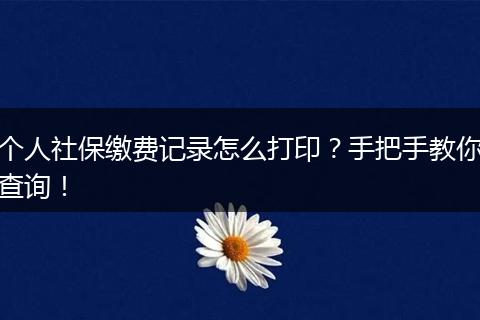 个人社保缴费记录怎么打印？手把手教你查询！