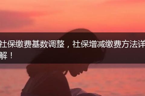 社保缴费基数调整，社保增减缴费方法详解！