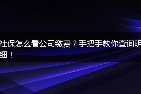 社保怎么看公司缴费？手把手教你查询明细！