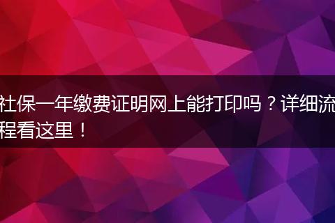 社保一年缴费证明网上能打印吗？详细流程看这里！