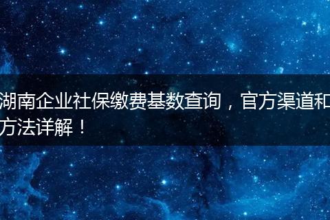 湖南企业社保缴费基数查询，官方渠道和方法详解！