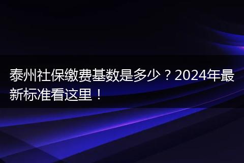 泰州社保缴费基数是多少？2024年最新标准看这里！