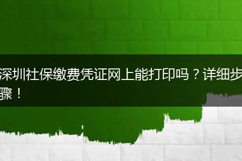 深圳社保缴费凭证网上能打印吗？详细步骤！