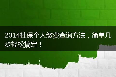 2014社保个人缴费查询方法，简单几步轻松搞定！