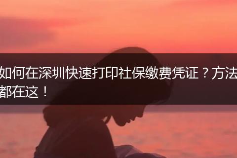 如何在深圳快速打印社保缴费凭证？方法都在这！
