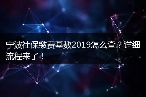 宁波社保缴费基数2019怎么查？详细流程来了！
