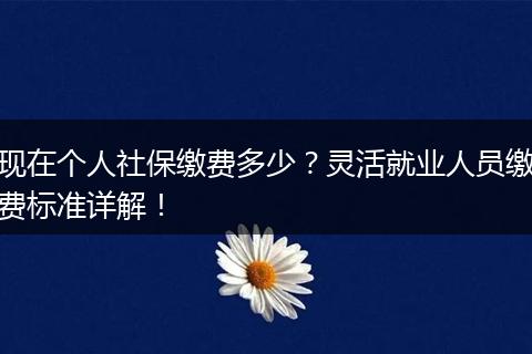 现在个人社保缴费多少？灵活就业人员缴费标准详解！