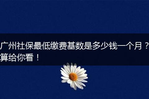 广州社保最低缴费基数是多少钱一个月？算给你看！