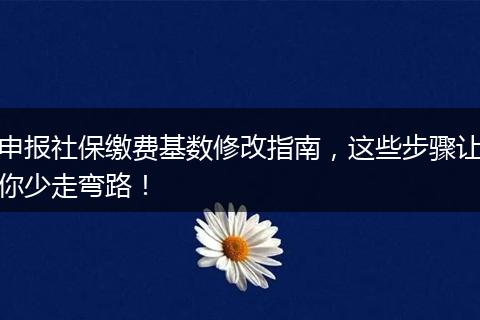 申报社保缴费基数修改指南，这些步骤让你少走弯路！