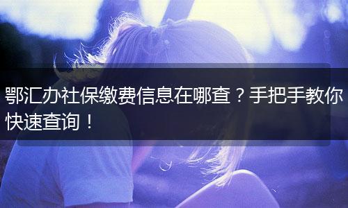 鄂汇办社保缴费信息在哪查？手把手教你快速查询！