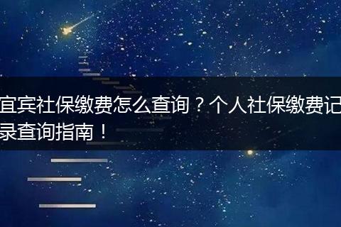 宜宾社保缴费怎么查询？个人社保缴费记录查询指南！
