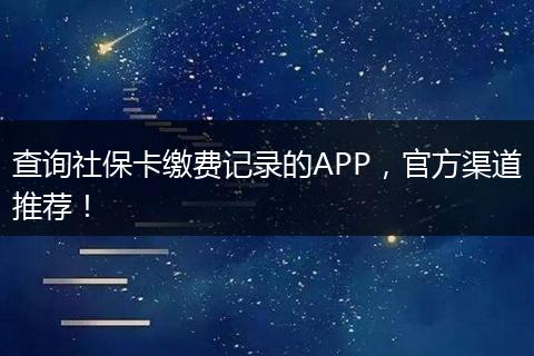 查询社保卡缴费记录的APP，官方渠道推荐！