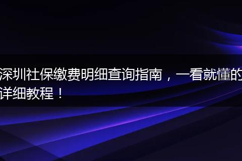 深圳社保缴费明细查询指南，一看就懂的详细教程！